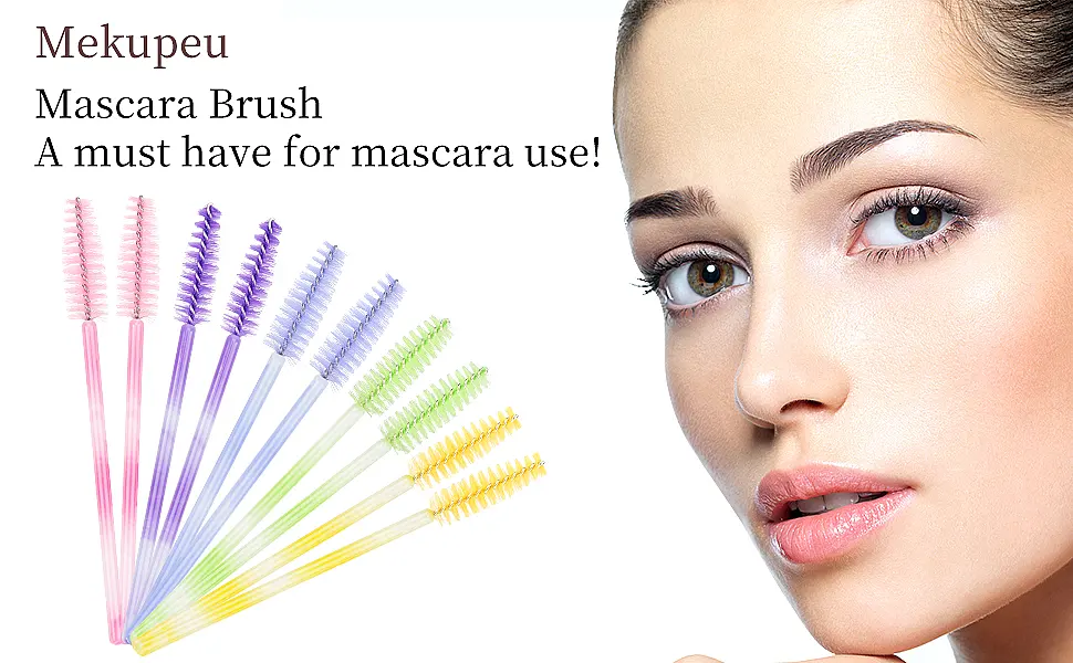300 Pack Mascara Wands Disposable Eyelash Brush for Extensions Lash Applicators Tool Kit Deep Purple Deep Purple-300pcs - 5 Color Nylon eyelash brush
