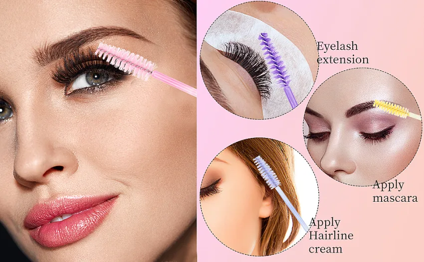 300 Pack Mascara Wands Disposable Eyelash Brush for Extensions Lash Applicators Tool Kit Deep Purple Deep Purple-300pcs - Wide application