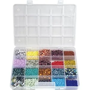 The Beadsmith Personality Case Clear Plastic Bead Storage Case with 25 Removable and Stackable Jars includes 5 screw top lids Organizer Storage for Beads Snap Lock Case for Jewelry and Crafts - Keeper Boxes