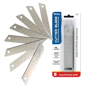 BAZIC 18mm Replacement Blade Wider Utility Knife Cutter Blade Tube Storage Box (8/Pack) 1-Pack 8-count 1-Pack - Cutter Replacement Blades With Tube (8/Tube)