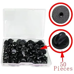 Lapel Pin Backings Butterfly Clutch Pin Backings PVC Rubber Pin Backs Pin Keepers for Replacement Uniform Badge (Black Pack of 50) 50PCS - Lapel Pin Backings