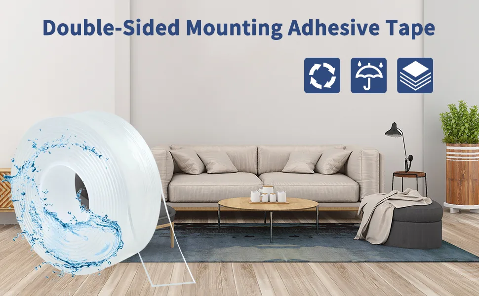 DAGONGREN Double Sided Mounting Adhesive Tape (Pack of 2 Total 19.7FT) Double-Sided Tape Adhesive Tape Heavy Duty Tape with Two Widths - product information 1