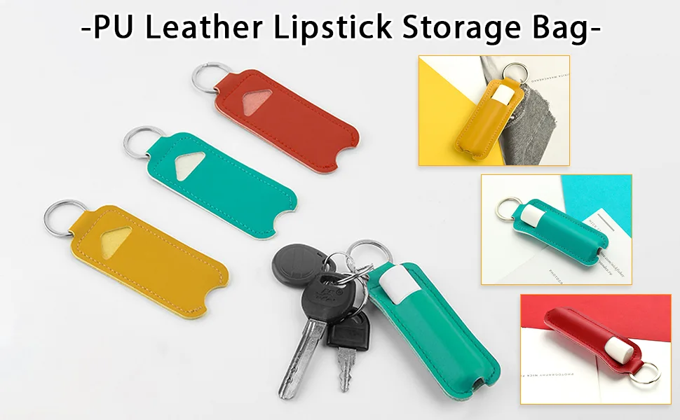 YEEPSYS Chapstick Holder for Lipstick Keychain Lip Balm Holder Women Travel Makeup Accessories (3 Pack) - Chapstick Holder for Lipstick, Keychain Lip Balm Holder, Women Travel Makeup Accessories