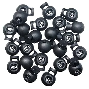 25 PCS Adjustable Ball Cord Lock Round Toggle Stopper Cord Stop Toggle Rope Toggle Spring Cord Clips for Paracord Drawstrings Camping Hiking Shoelace Replacement Sports Backpack Black - Sliding Cord Fastener Locks