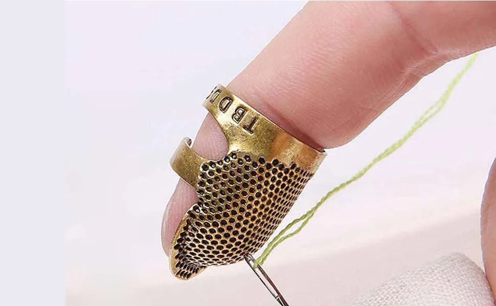 4 Pack Sewing Thimble Finger Protector Adjustable Finger Metal Shield Protector Pin Needles Sewing Quilting Craft Accessories DIY Sewing Tools Needlework(2 Sizes) - product information 2