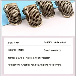 4 Pack Sewing Thimble Finger Protector Adjustable Finger Metal Shield Protector Pin Needles Sewing Quilting Craft Accessories DIY Sewing Tools Needlework(2 Sizes) - product information 3
