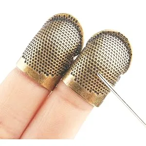 4 Pack Sewing Thimble Finger Protector Adjustable Finger Metal Shield Protector Pin Needles Sewing Quilting Craft Accessories DIY Sewing Tools Needlework(2 Sizes) - product information 4