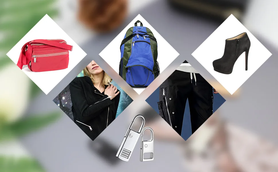Zipper Pull Replacement FENGWANGLI 8 Pieces Detachable Zipper Pull Tab Repair Kit for Luggage Clothing Jackets Backpacks Boots Purse Coat 4 Colors(Silver Black Steel and Gold) Rectangle Zipper Pull - product information 7