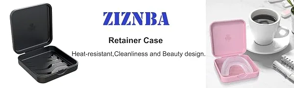 ZIZNBA Aligner and Retainer Cases (2 Pcs) Denture Case Durable and slim Mouth Guard Case - Black - fxvbg