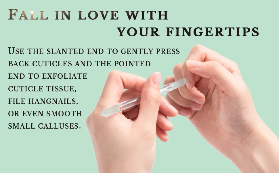 2 Pcs Glass Cuticle Pusher with Leather Case Glass Cuticle Stick Fingertip Precision Filing Cuticle Remover Etched Dual-Ended Manicure Stick - GCP2 A4