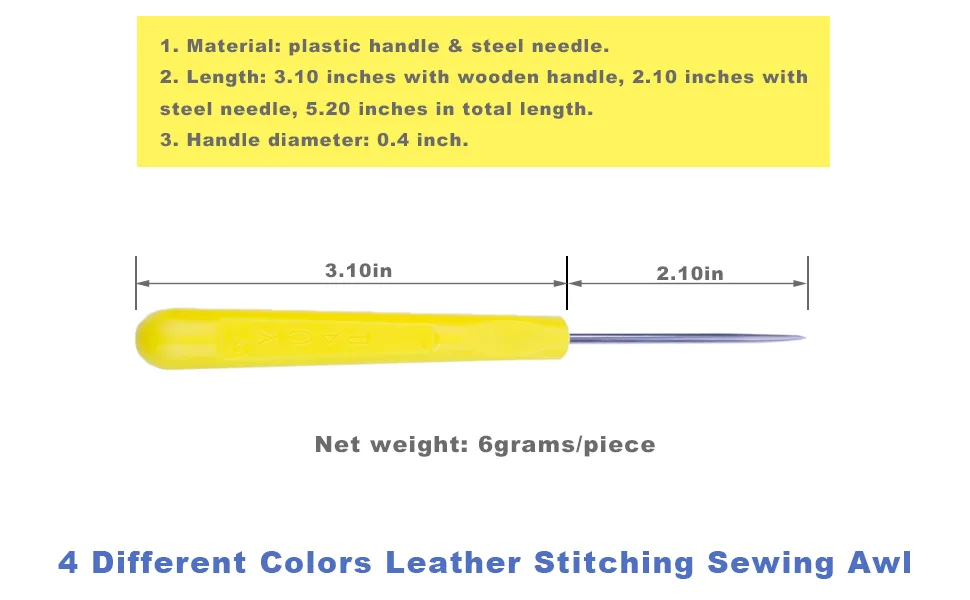 ZLKSKER (Pack of 4) Leather Stitching Sewing Awl with Plastic Handle Beading Awl Repair Tool - product information 2