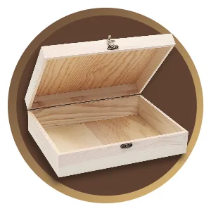 VIKOS Products (1-Pack Unfinished Unpainted Wooden Box with Hinged Lid for Crafts DIY Storage Jewelry Plain Pine Box - Small 6.7x5.1x3.1 - wooden box