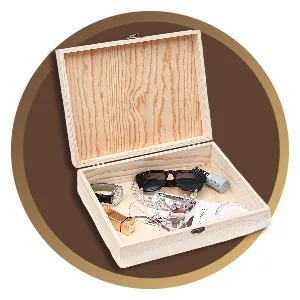 VIKOS Products (1-Pack Unfinished Unpainted Wooden Box with Hinged Lid for Crafts DIY Storage Jewelry Plain Pine Box - Small 6.7x5.1x3.1 - wooden box
