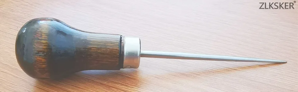 ZLKSKER (Pack of 2) Wooden Handle Scratch Awl for Leather Punch Hole or DIY Handmade (Gourd Awl) (2) - product information 1