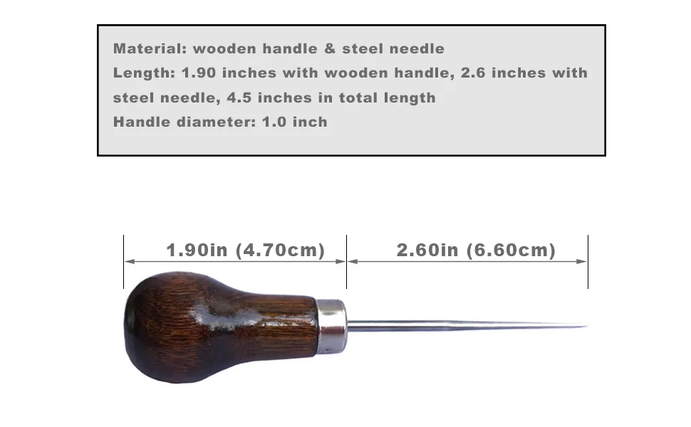 ZLKSKER (Pack of 2) Wooden Handle Scratch Awl for Leather Punch Hole or DIY Handmade (Gourd Awl) (2) - product information 2