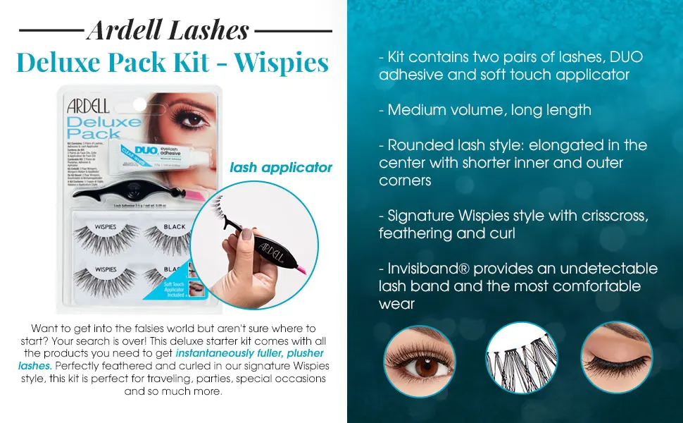 Ardell Deluxe Pack Wispies with Applicator 68947 1 Count - Ardell Deluxe Pack Wispies False Lashes, 2 Pairs x 2 Packs