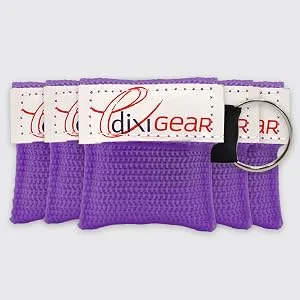 Ever Ready First Aid CPR Mask for Pocket or Key Chain CPR Emergency Face Shield with One-Way Valve Breathing Barrier for First Aid or AED Training 5 Count - Purple - 5 COUNT IMAGE purple