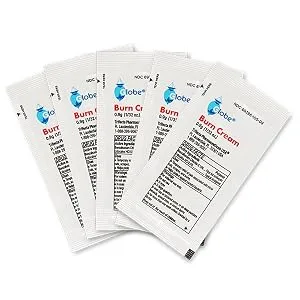Globe First Aid Burn Cream 0.9g Packets (Box of 144) Advanced First Aid Cream for Temporary Relief of Minor Burns Cuts and Scrapes - burn cream