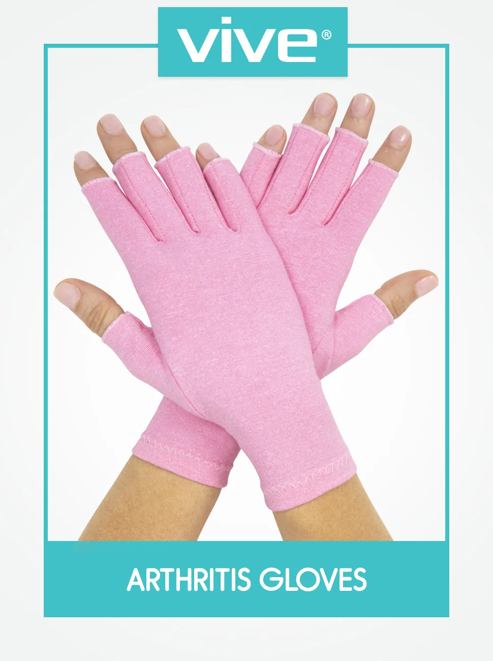 Vive Pink Arthritis Hand Compression Gloves Small (Pack of 2) Pink - Vive Arthritis Gloves - Rheumatoid Compression Hand Glove for Men & Women - Osteoarthritis, Arthrit