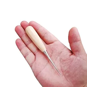 ZLKSKER (Pack of 2) Wooden Handle Leather Drillable Stitching Sewing Awl Punch Hole Gadget Tool - product information 3
