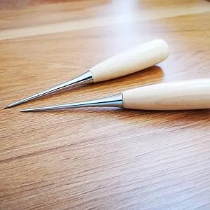 ZLKSKER (Pack of 2) Wooden Handle Leather Drillable Stitching Sewing Awl Punch Hole Gadget Tool - product information 5