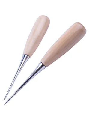 ZLKSKER (Pack of 2) Wooden Handle Leather Drillable Stitching Sewing Awl Punch Hole Gadget Tool - product information 6