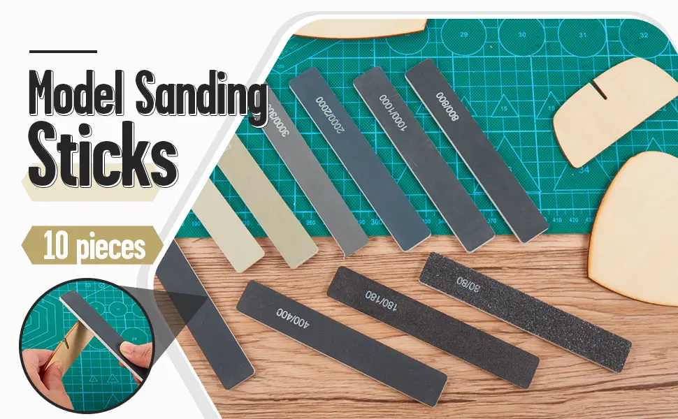 10 Pack Sanding Sticks Buffing Sanding Sticks for Plastic Models Assorted Grits Model Sanding Sticks Crafts Sticks Polishing Stick Metal Wood Sandpaper Tools (High Grits Rating Classic Style) - product information 1