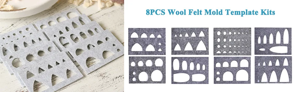 Yushen Wool Felt Mold Template Kits for Plush Toy Ears Eyes Nose Making Supplies Tools Crafts Pack of 8 - wool felt template kit