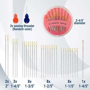 30 Pack Premium Hand Sewing Needles 6 Sizes Assorted Sewing Needles for Handsewing Large Eye Stitching Needles for Sewing Repair Embroidery Needles Sewing Sharp Needles (1) - JekiiNova Sewing Needles