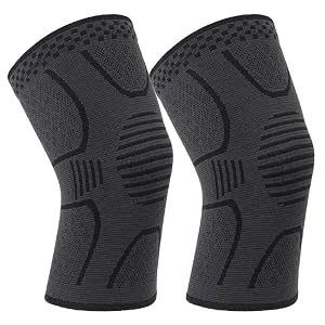 2 Pack Copper Knee Brace Knee Compression Sleeve Support for Men Women Knee Pain Working Out Running Sport Arthritis Black Large - product information 4