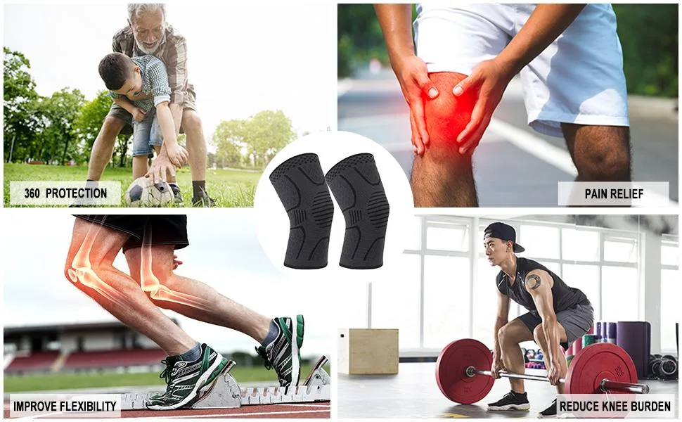 2 Pack Copper Knee Brace Knee Compression Sleeve Support for Men Women Knee Pain Working Out Running Sport Arthritis Black Large - product information 9