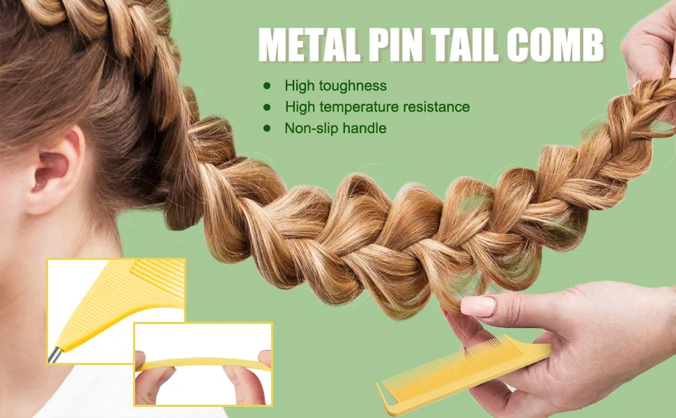 Topsy Hair Tail Tools TsMADDTs 6Pack Hair Loop Tool Set with 2Pairs French Braid Tool Loop 2Pcs Rat Tail Comb for Hair Styling Yellow&Green Green&Yellow - product information 2