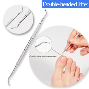 Ingrown Toenail Tool Kit 3 Pack Stainless Steel Double Sided Pedicure Nail File Lifter Spoon Nail Pusher Cleaner Professional Pedicure Tools - Double-headed lifter