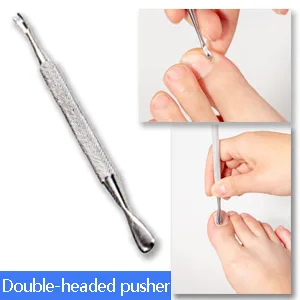 Ingrown Toenail Tool Kit 3 Pack Stainless Steel Double Sided Pedicure Nail File Lifter Spoon Nail Pusher Cleaner Professional Pedicure Tools - Double-headed pusher: