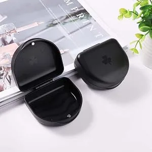 (2 Pack) Retainer Case Solid Orthodontic Retainer Case-Black - Retainer Case-Bl