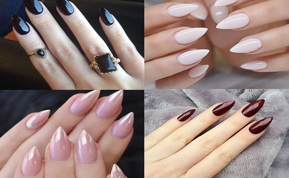 Yimart 500pcs/pack Stiletto False Nails Clear False Nails Oval Stiletto Sharp Full Nail tips Acrylic UV Gel Full Cover Nail Art Tips Decoration Nails Salon (Clear) - product information 2