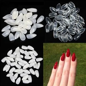 Yimart 500pcs/pack Stiletto False Nails Clear False Nails Oval Stiletto Sharp Full Nail tips Acrylic UV Gel Full Cover Nail Art Tips Decoration Nails Salon (Clear) - product information 3