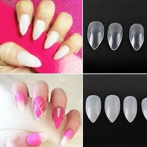 Yimart 500pcs/pack Stiletto False Nails Clear False Nails Oval Stiletto Sharp Full Nail tips Acrylic UV Gel Full Cover Nail Art Tips Decoration Nails Salon (Clear) - product information 4