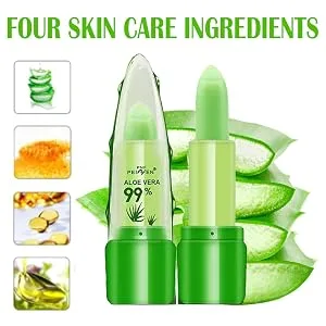 2 Pack Aloe Vera Lip Balm Moisturizing Lipstick Temperature Color Change Lip Gloss Long Lasting Nutritious Aloe Vera Lip Plumper Set (2 PCS) - product information 2