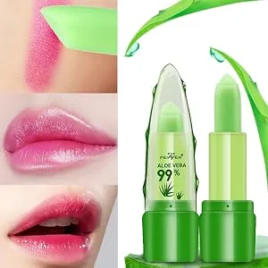 2 Pack Aloe Vera Lip Balm Moisturizing Lipstick Temperature Color Change Lip Gloss Long Lasting Nutritious Aloe Vera Lip Plumper Set (2 PCS) - product information 4