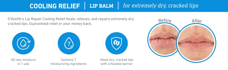 O'Keeffe's Cooling Relief Lip Repair Lip Balm for Dry Cracked Lips Stick (Pack of 4) 4 - Pack - product information 3