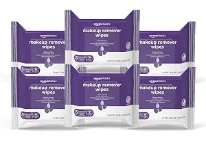 Amazon Basics Make Up Remover Wipes Night Calming 150 Count (6 Packs of 25) (Previously Solimo) Night Calming 25 Count (Pack of 6) - Makeup Remover Wipes, Plant-based, plastic free