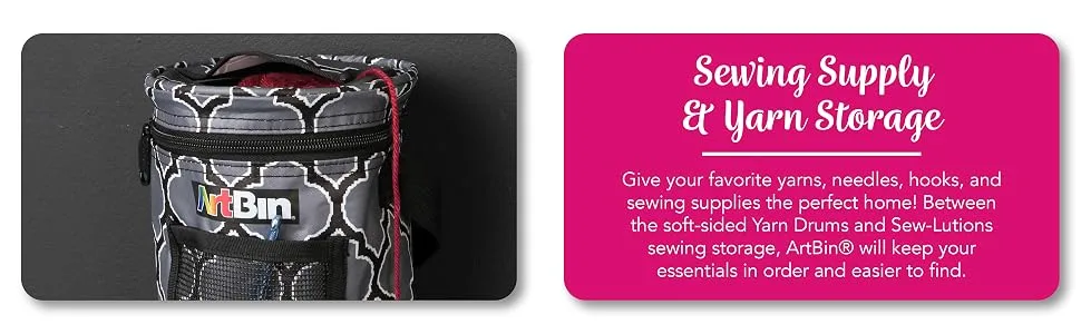 ArtBin 6875AG Hook & Needle Folio Portable Knitting & Crochet Organizer 1 Zippered Poly Canvas Case Gray/Black - Sewing & Yarn Storage