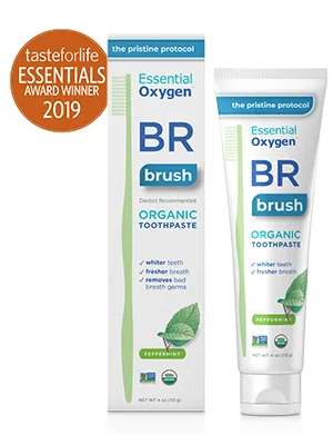 Essential Oxygen BR Certified Organic Toothpaste for Whiter Teeth Fresher Breath Happier Gums Tooth Sensitivity Peppermint 4 Ounce (Pack of 2) - product information 1