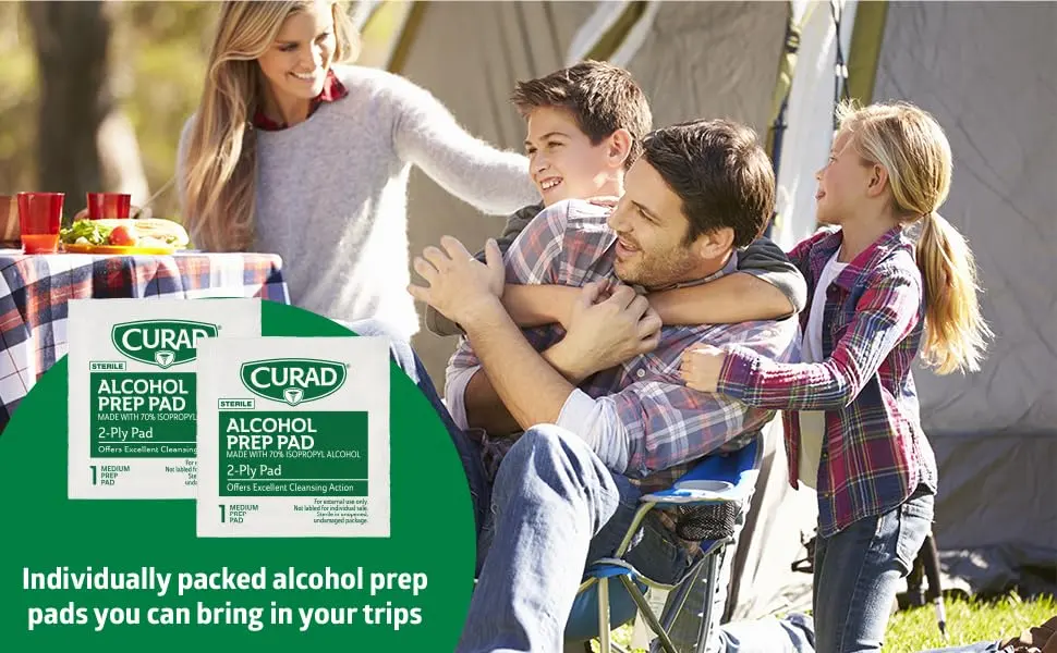 Curad Alcohol Prep Pads 70% Alcohol 1000 Count (5 Boxes 200 CT/EA) - CURAD Prep Pads