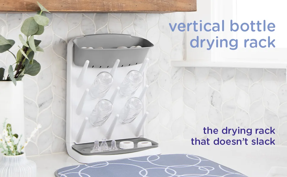 Ubbi Vertical Baby Bottle Drying Rack Countertop Drying Rack Baby Accessory Gray - Ubbi vertical bottle drying rack