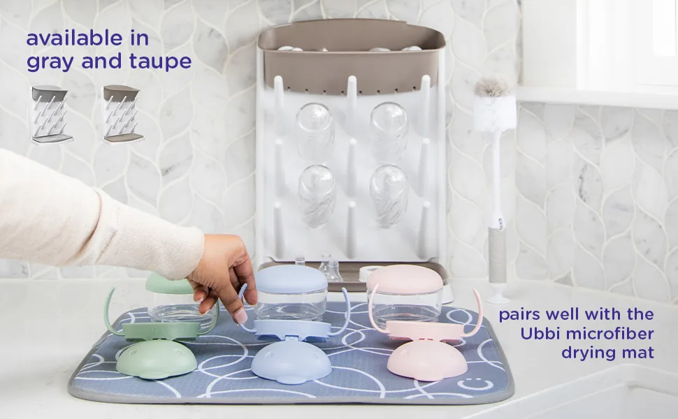 Ubbi Vertical Baby Bottle Drying Rack Countertop Drying Rack Baby Accessory Gray - Ubbi vertical bottle drying rack