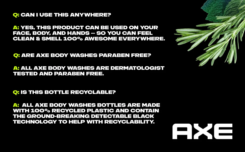 AXE Body Wash 12h Refreshing Scent Phoenix Crushed Mint & Rosemary Men's Body Wash With 100% Plant-Based Moisturizers 16oz 4 Pack - product information 5
