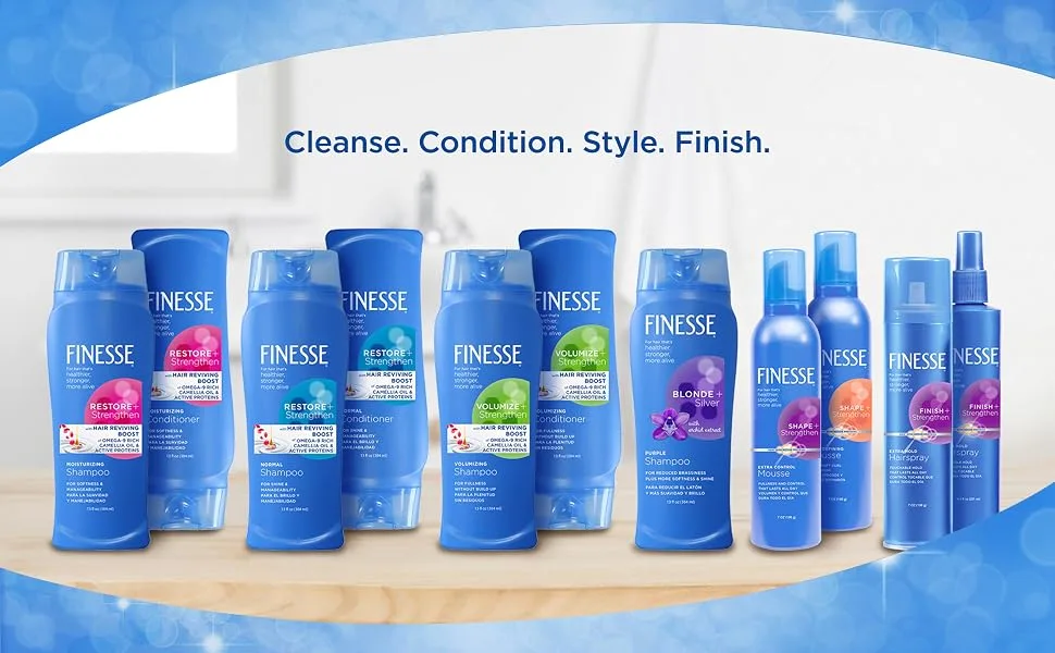 FINESSE Restore + Strengthen Normal Conditioner 13 oz (Pack of 6) Enhance Hair's Shine & Manageability - Cleanse. Condition. Style. Finish