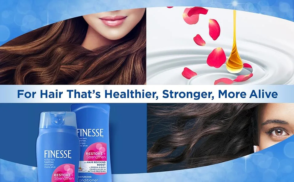 FINESSE Restore + Strengthen Normal Conditioner 13 oz (Pack of 6) Enhance Hair's Shine & Manageability - For Hair That